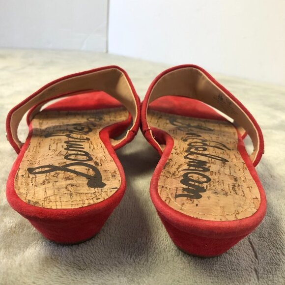 Sam Edelman Lanelle Nubuck Red Suede Leather Open Toe Sandal Size 8 - Picture 5 of 14